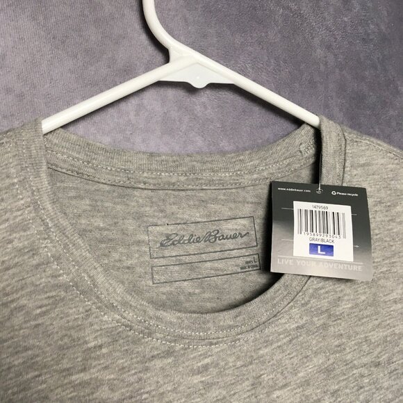 Eddie Bauer T Shirt Adult size Large Gray Short Sleeve Mens Mountain Tee NEW - Picture 4 of 9